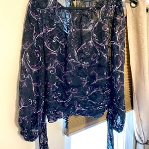 White House black market black/purple blouse size 8